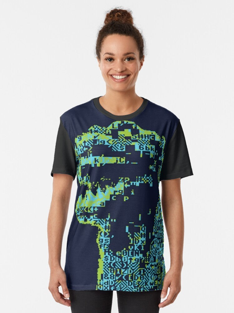 Godzilla inspired ASCII art graphic t-shirt - Women