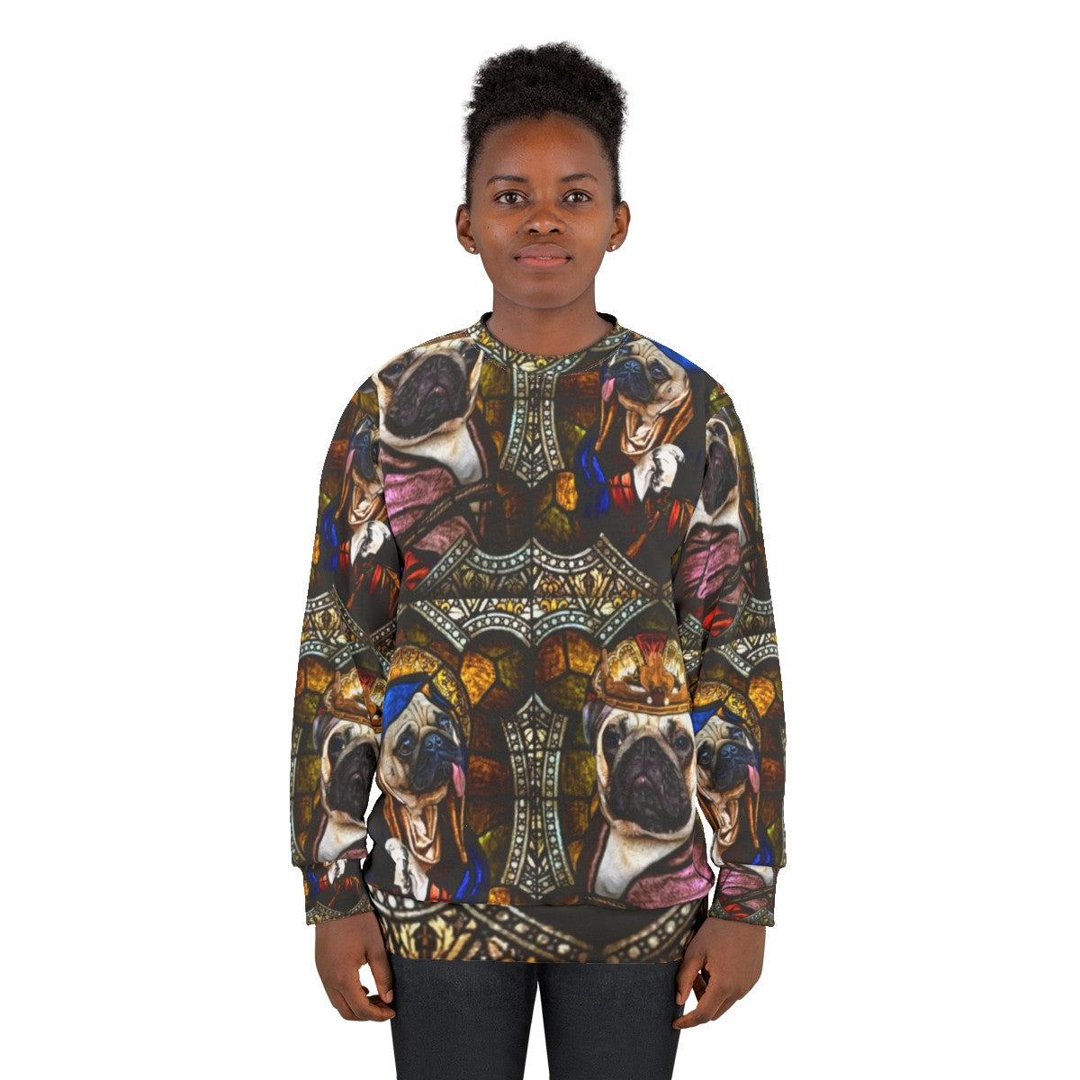 Stained Glass Pug Sweatshirt - women