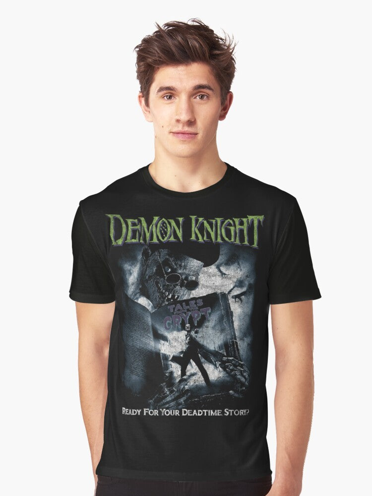 Demon Knight horror graphic t-shirt featuring Tales from the Crypt inspired design - Men