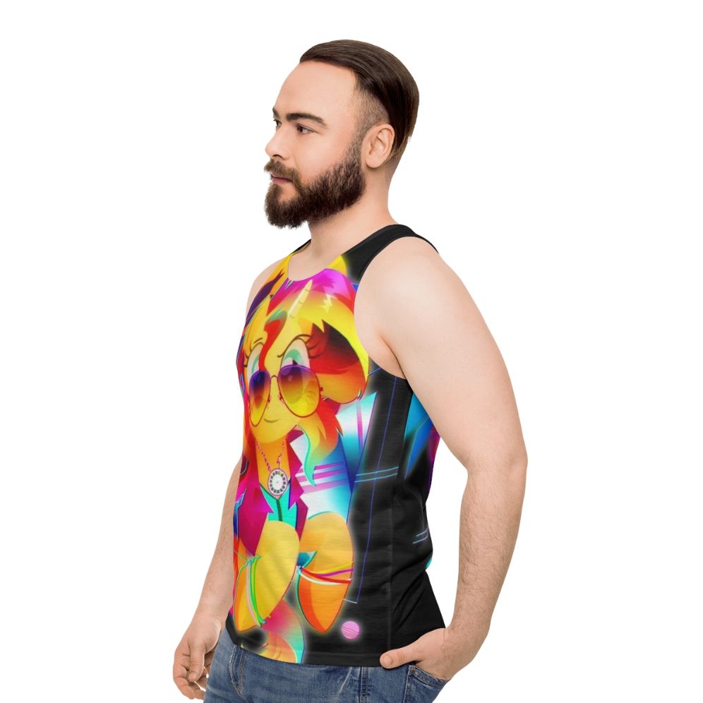 Sunset Shimmer Synthwave Unisex Tank Top - men side