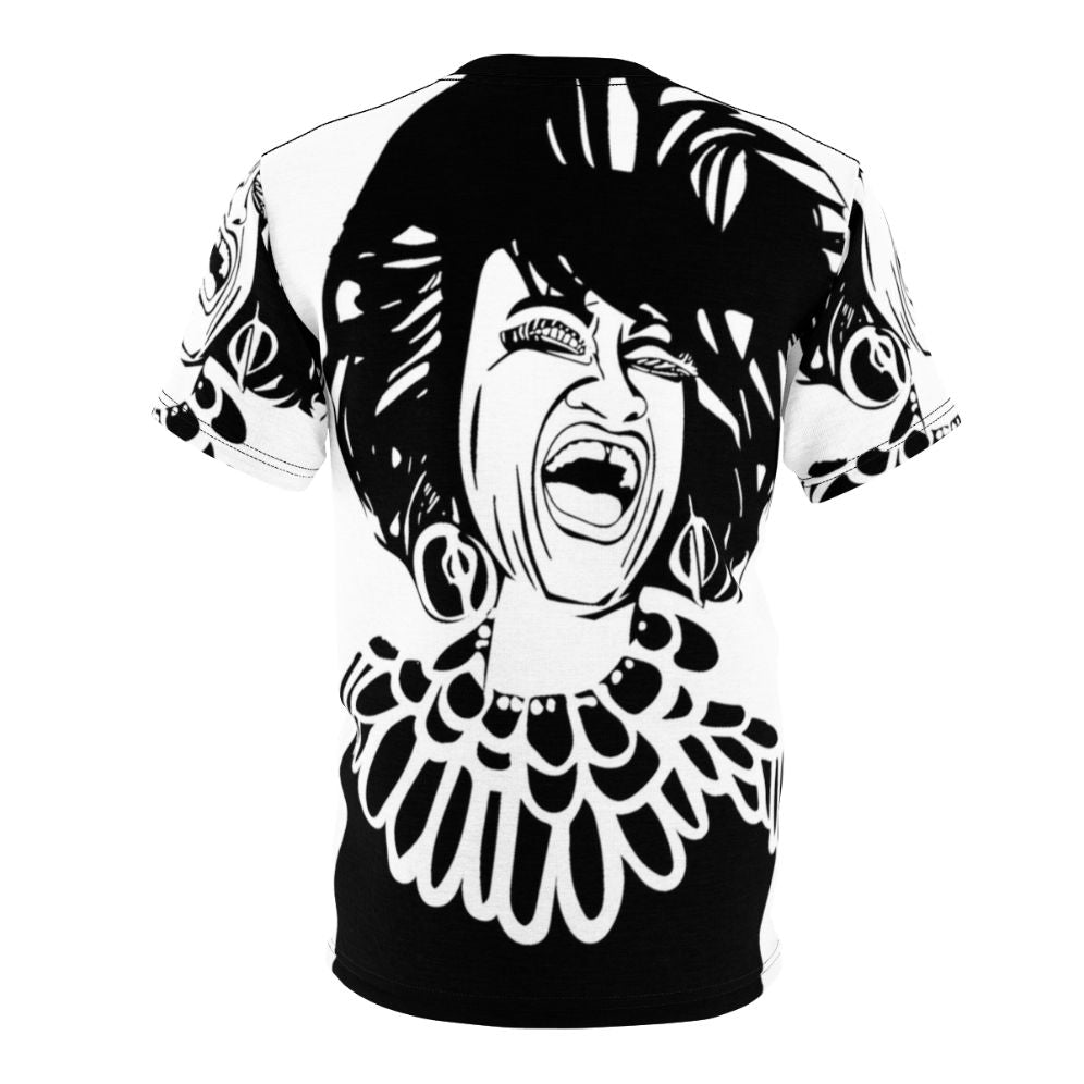 Stylized black and white portrait of Cuban singer Celia Cruz - Back