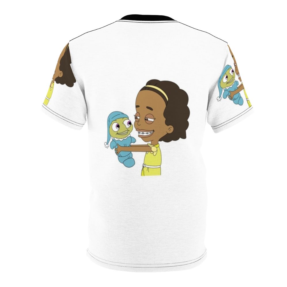 Missy and Mr. Wiggles from the comedy TV show Big Mouth on a colorful all-over print t-shirt - Back