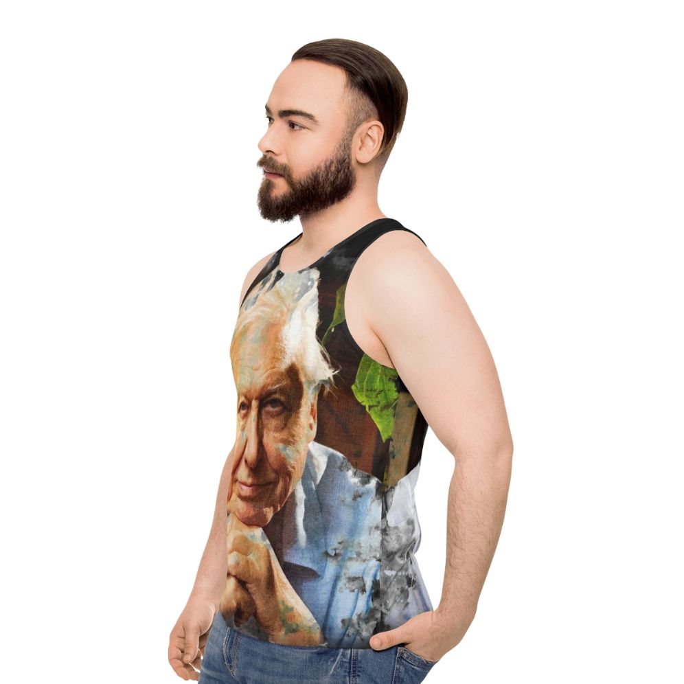 David Attenborough Watercolor Unisex Tank Top - men side