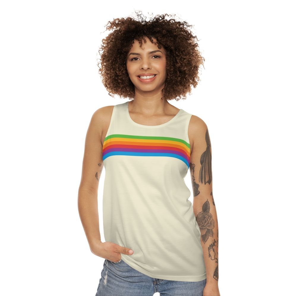 Retro Apple Rainbow Tank Top - Colorful, Vintage-Inspired Unisex Apparel - women