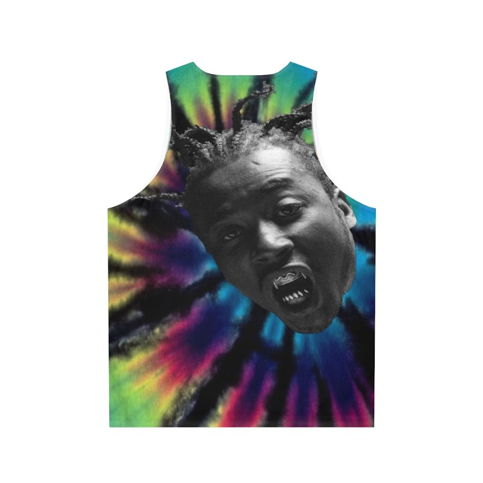 Unisex tie dye tank top with Ol Dirty Bastard inspired design - Back