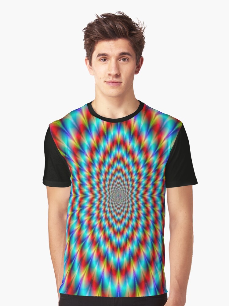 Psychedelic optical illusion rainbow pattern graphic t-shirt - Men