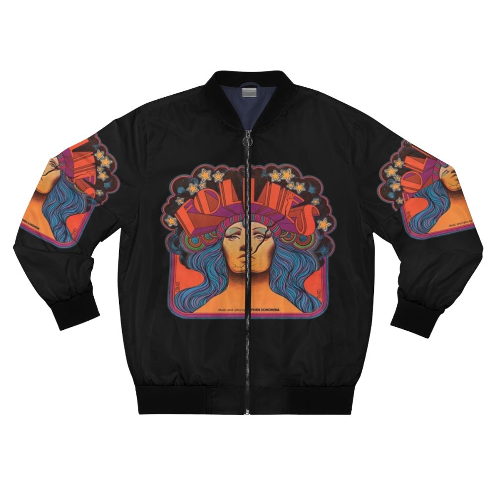 Vintage FOLLIES Bomber Jacket with Stephen Sondheim Musical Inspired Design