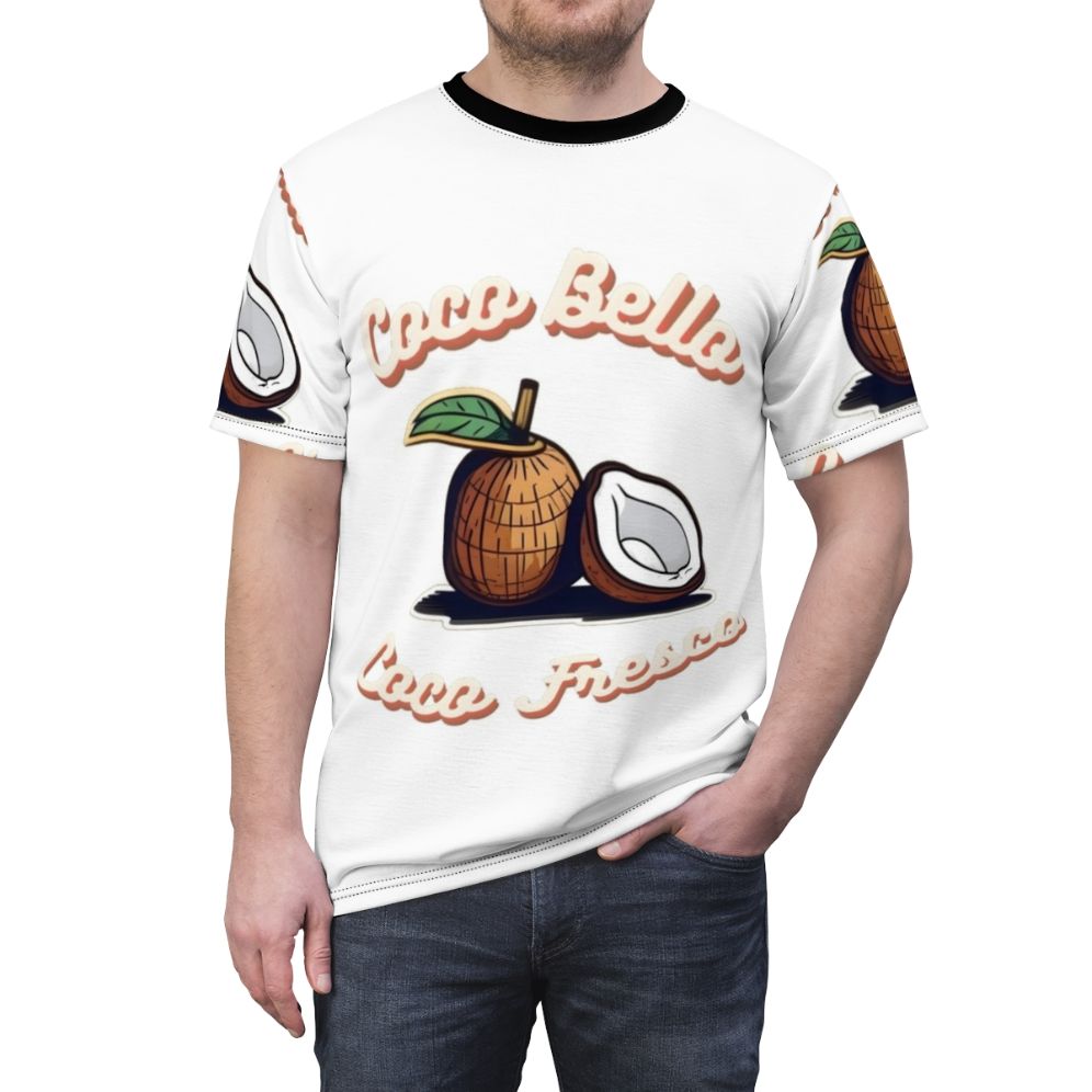 Coconut Beach Summer T-Shirt with tropical design - men front