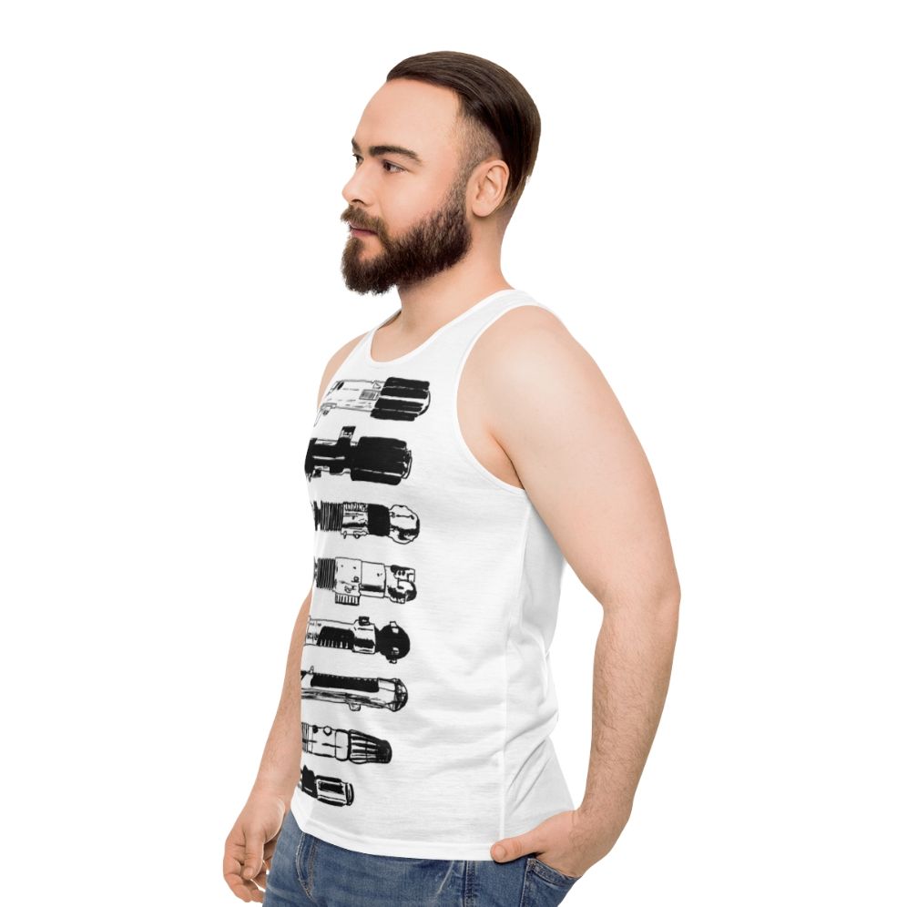 Minimalist Star Wars Lightsaber Jedi Unisex Tank Top - men side