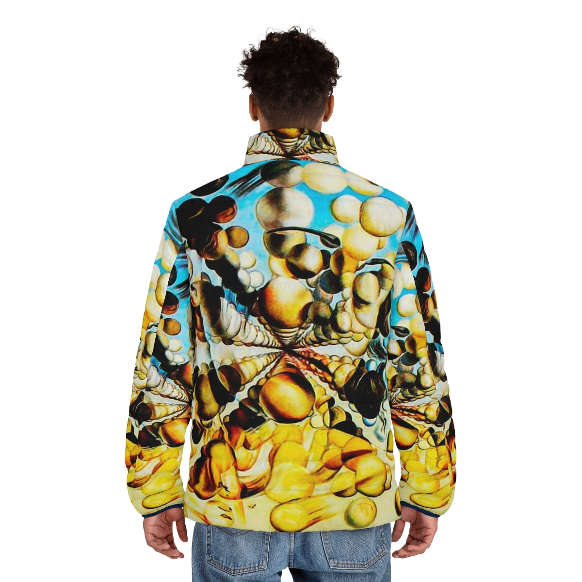 Salvador Dali-inspired puffer jacket featuring the Galatea of the Spheres artwork - men back