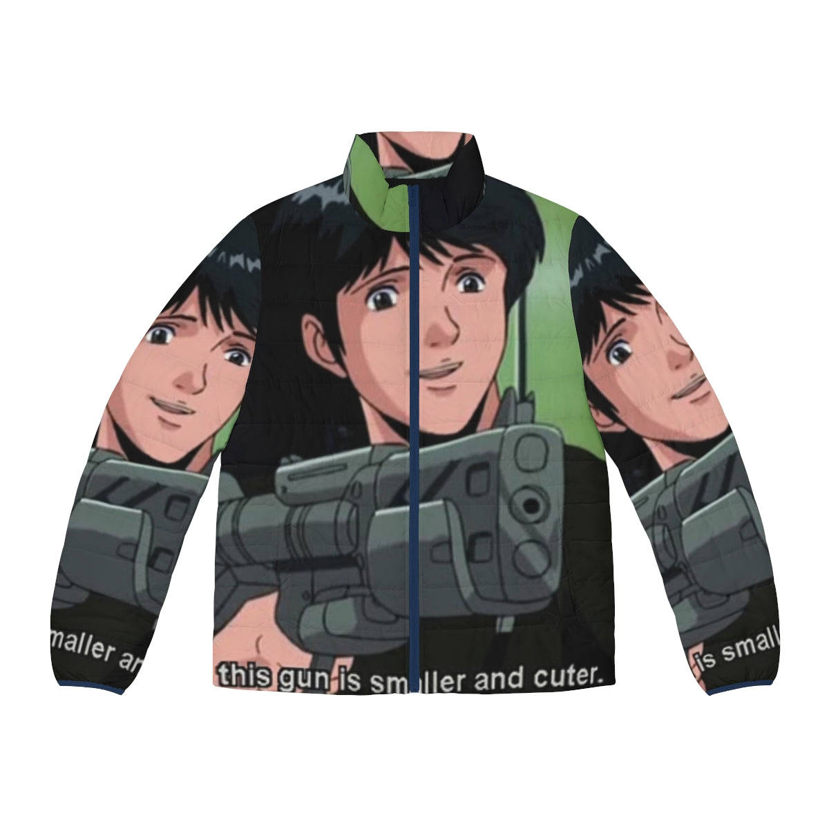 Puffer jacket featuring a design inspired by the character Yang Wenli from the anime "Legend of the Galactic Heroes"