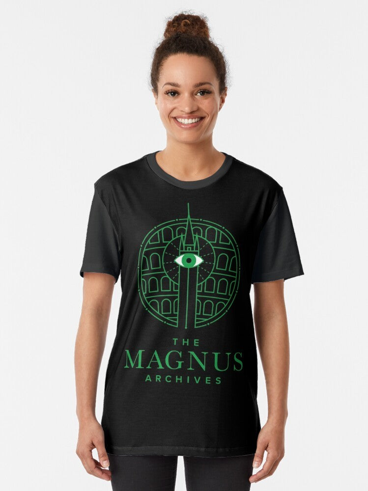 The Magnus Archives Panopticon Graphic T-Shirt featuring the eye symbol from the horror fiction podcast - Women