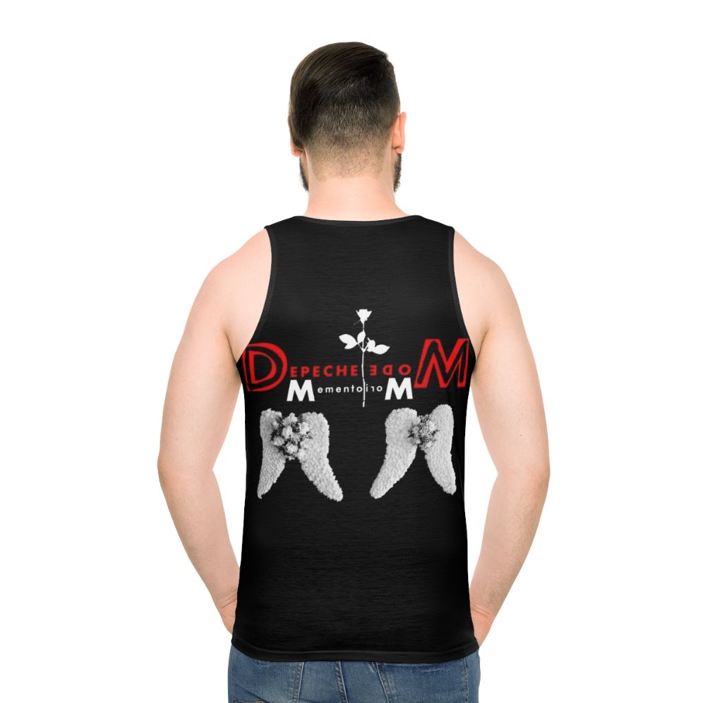 Depeche Mode unisex tank top with retro 80s graphic design - men back