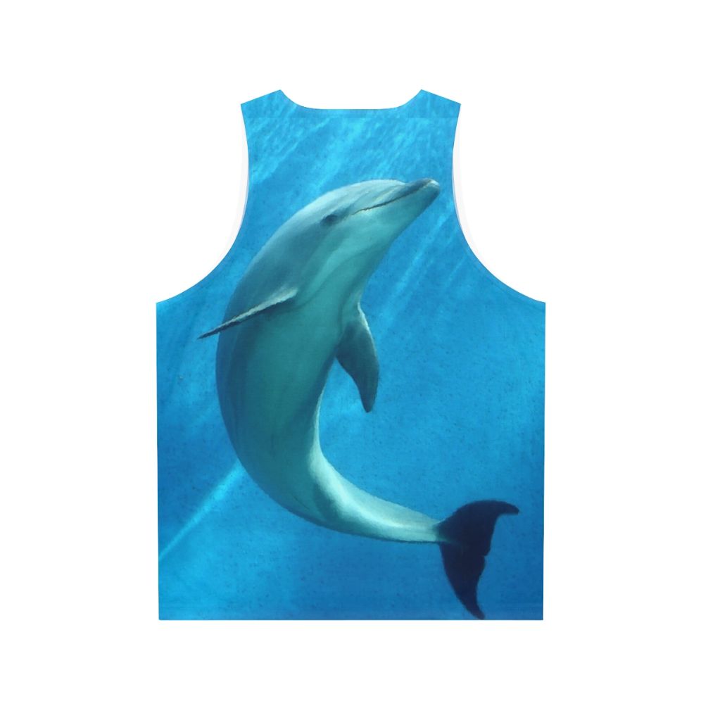 Dolphin unisex tank top with vibrant colors and nature-inspired design - Back