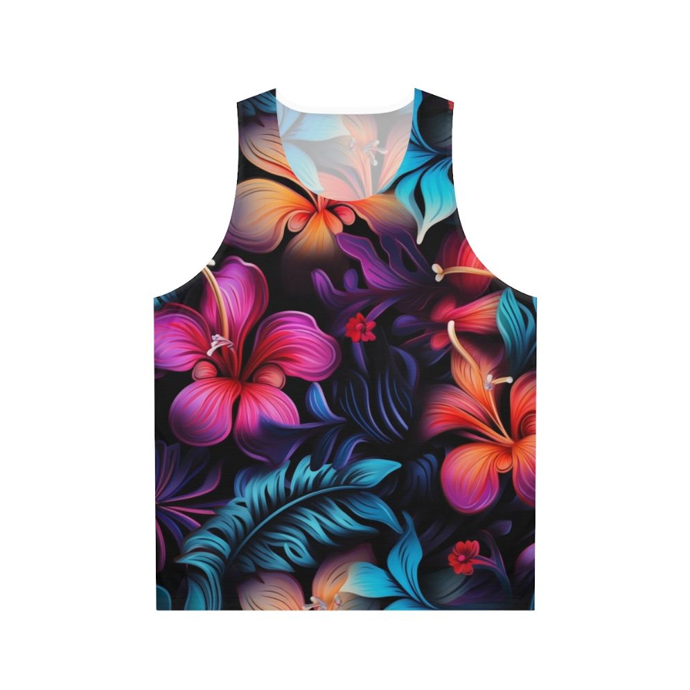 Dark Hawaiian pattern unisex tank top