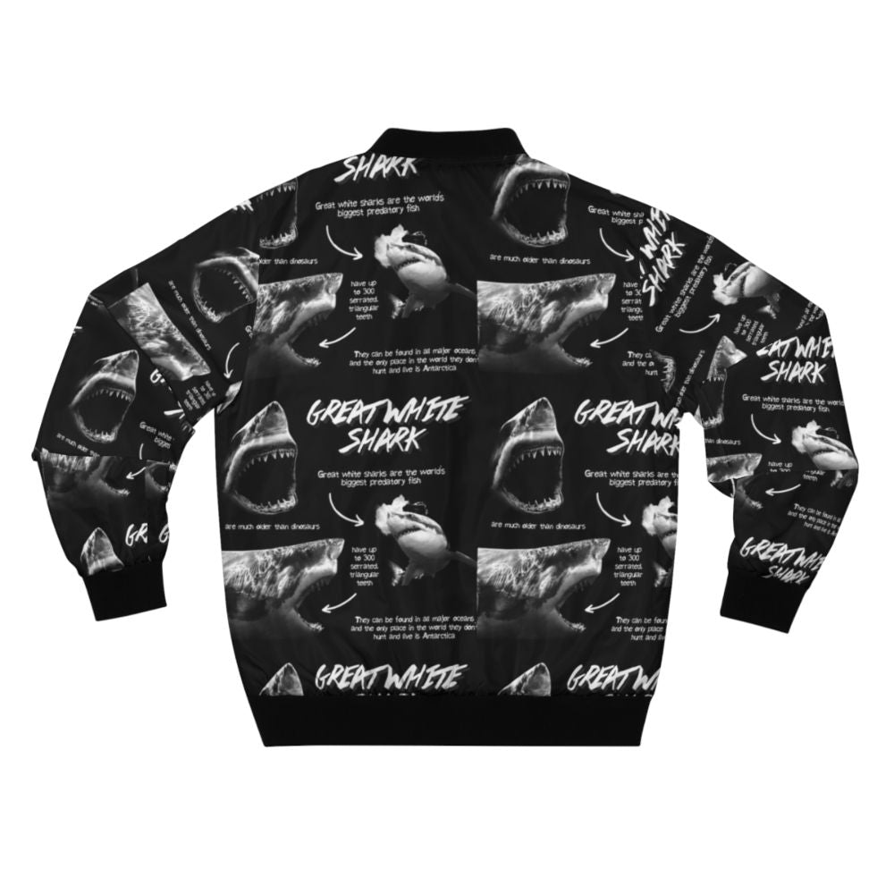 Great White Shark Bomber Jacket with Fun Facts - Back