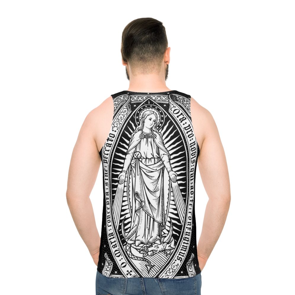 Vintage Virgin Mary Engraved Unisex Tank Top - men back