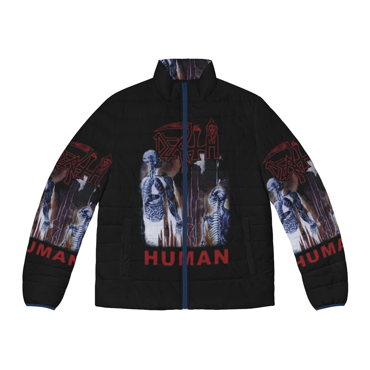 Death Metal Puffer Jacket featuring a bold graphic design