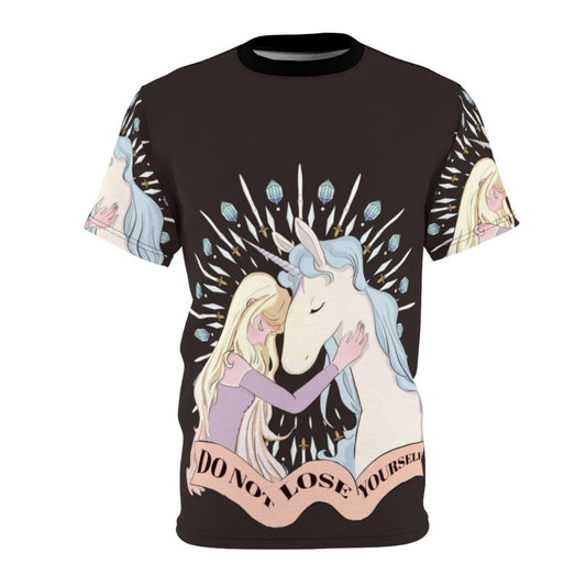 Enchanting Lady Amalthea from The Last Unicorn in a fantasy art t-shirt design