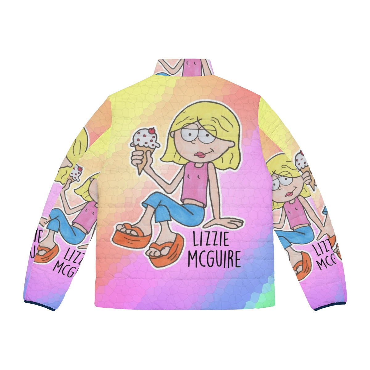 Lizzie McGuire Puffer Jacket with Cartoon Characters - Back