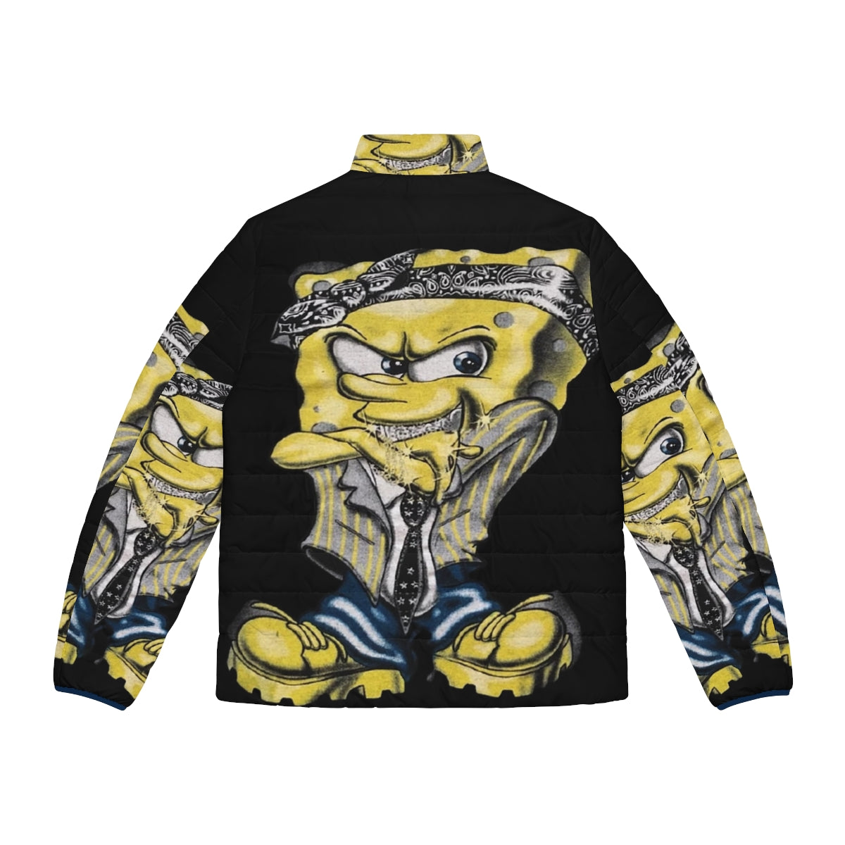 Gangster Spongebob design on an oversized puffer jacket - Back