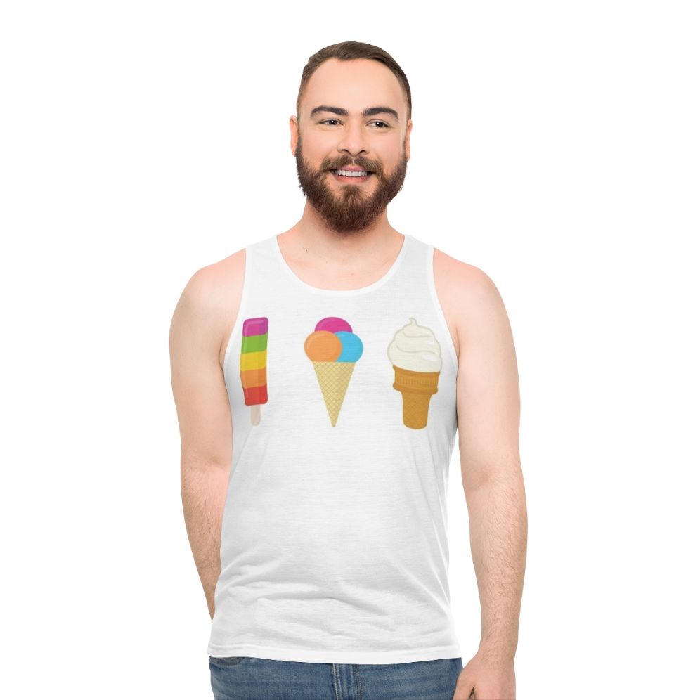 Vibrant ice cream graphic unisex tank top - men