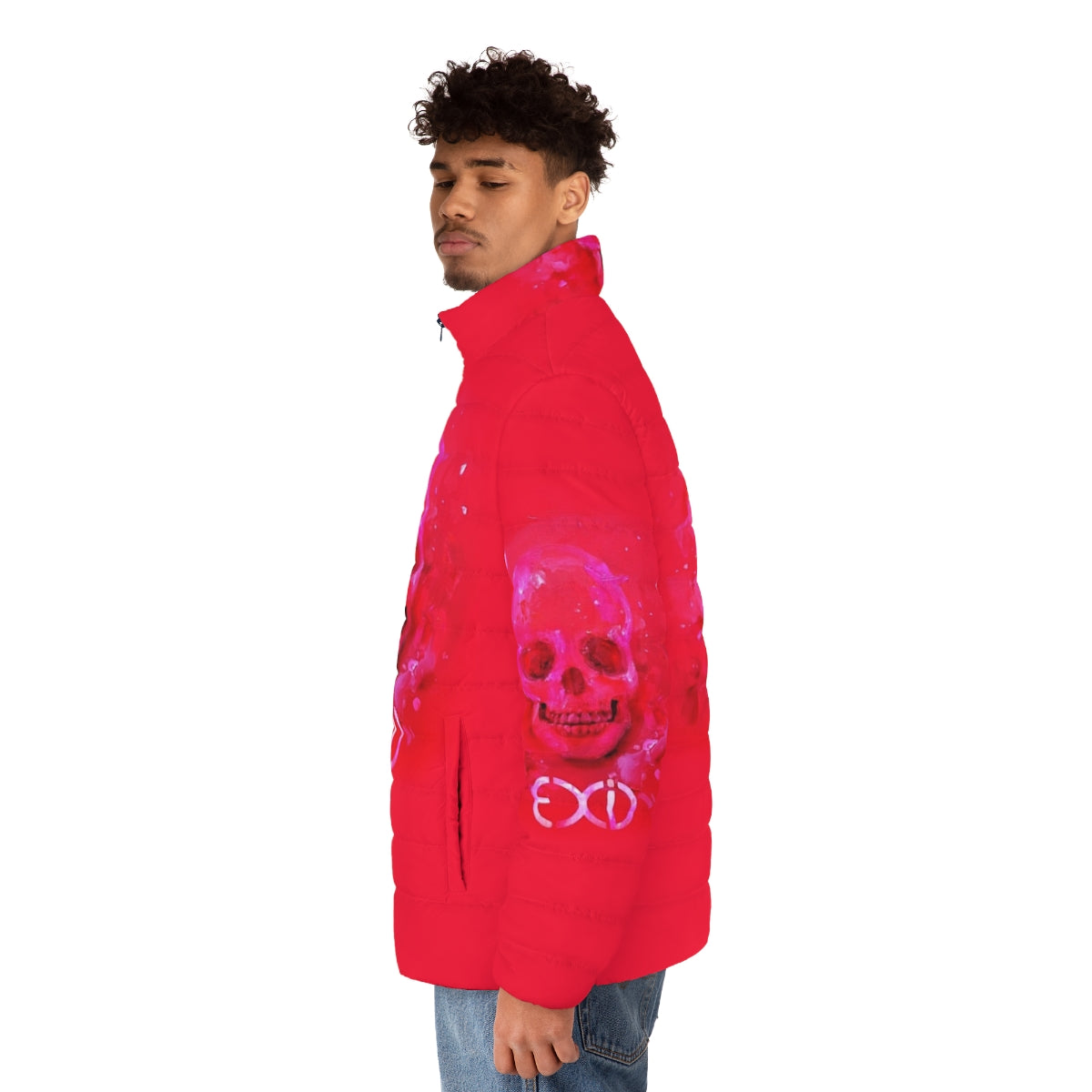 EXID Hot Pink Puffer Jacket with Kpop Girl Group Members - men side left