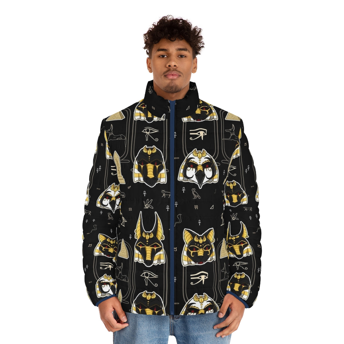 Ken Carson wearing a cat-themed puffer jacket - men front