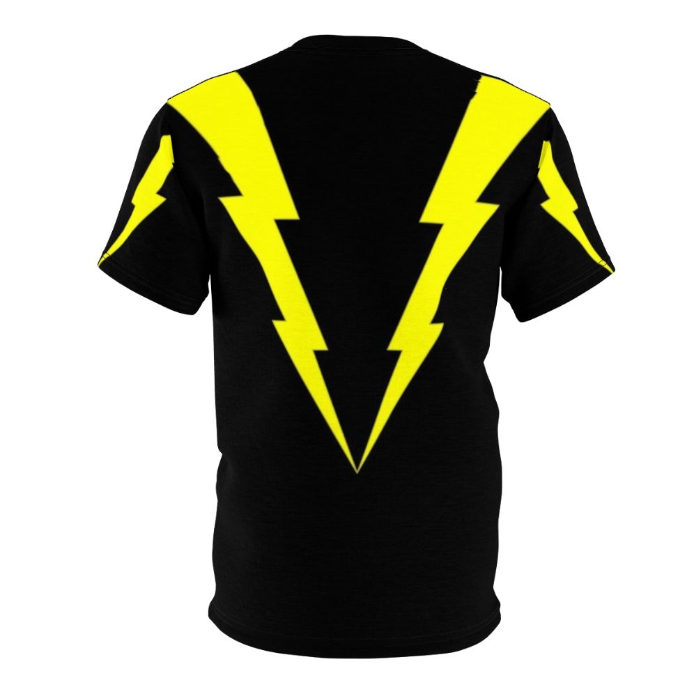 Electrifying lightning bolt design on a t-shirt for superhero and sci-fi fans. - Back