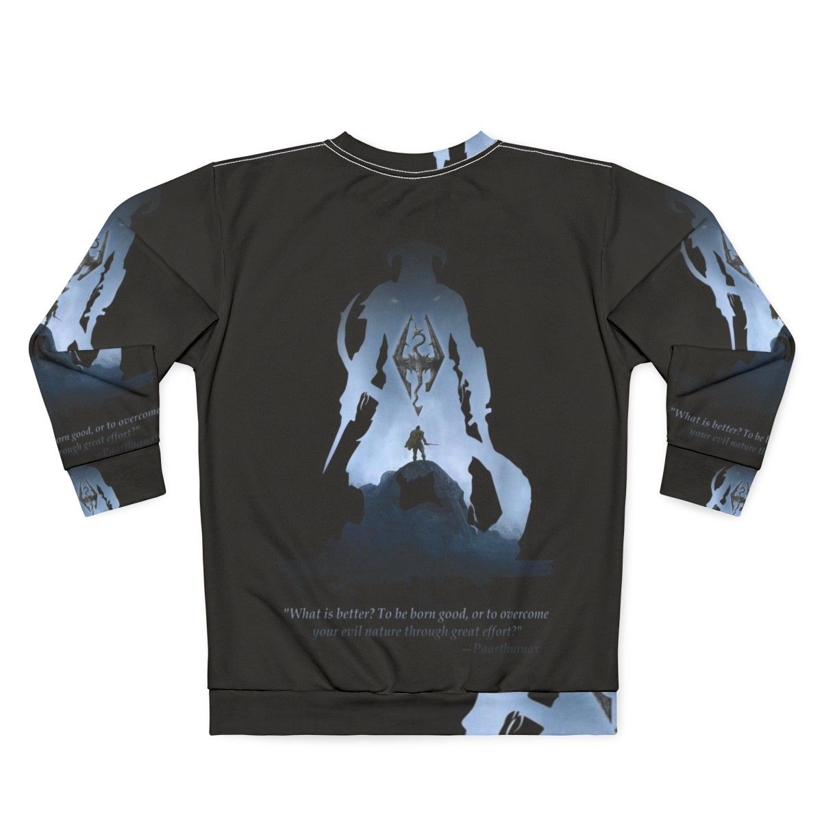 Dragonborn Sweatshirt featuring the iconic Skyrim logo and dragon - Back