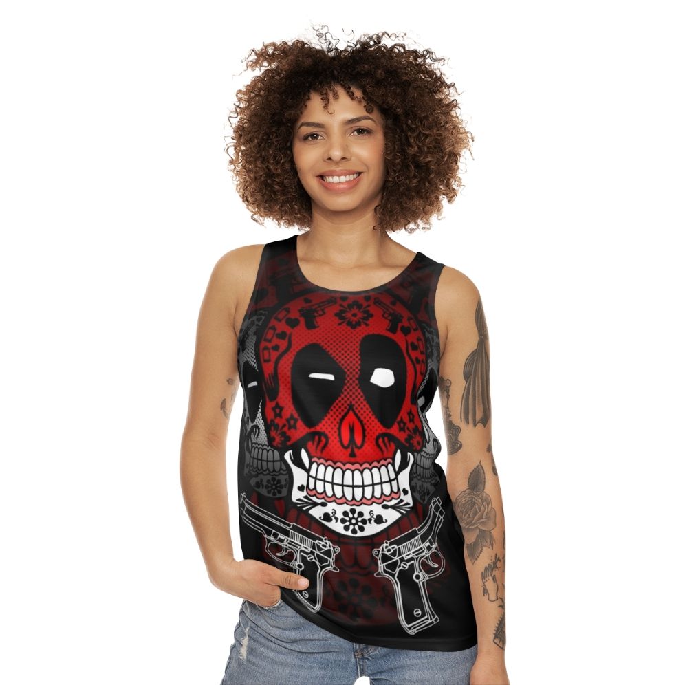 Candy Pool Unisex Tank Top with Sugar Skull Design - women