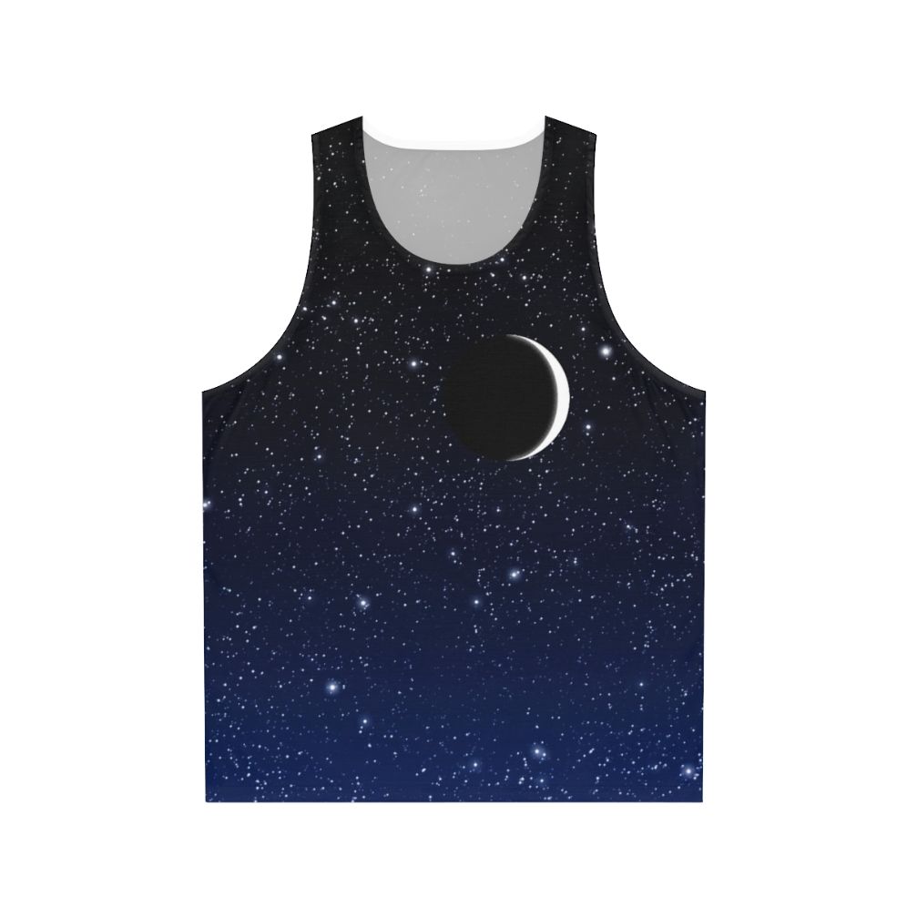 Starry night crescent moon unisex tank top