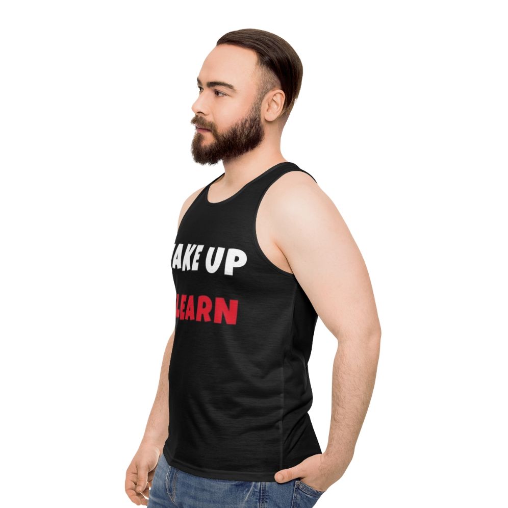 Wake Up and Learn Hobbies Unisex Tank Top - men side