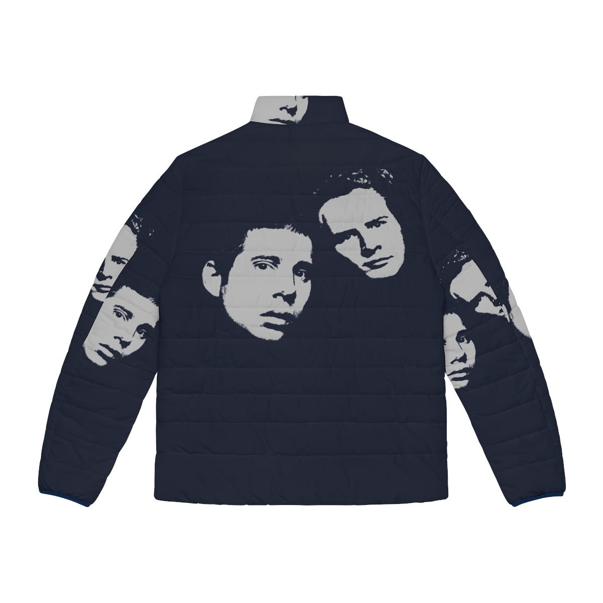 Retro soft music puffer jacket with Simon & Garfunkel tribute design - Back