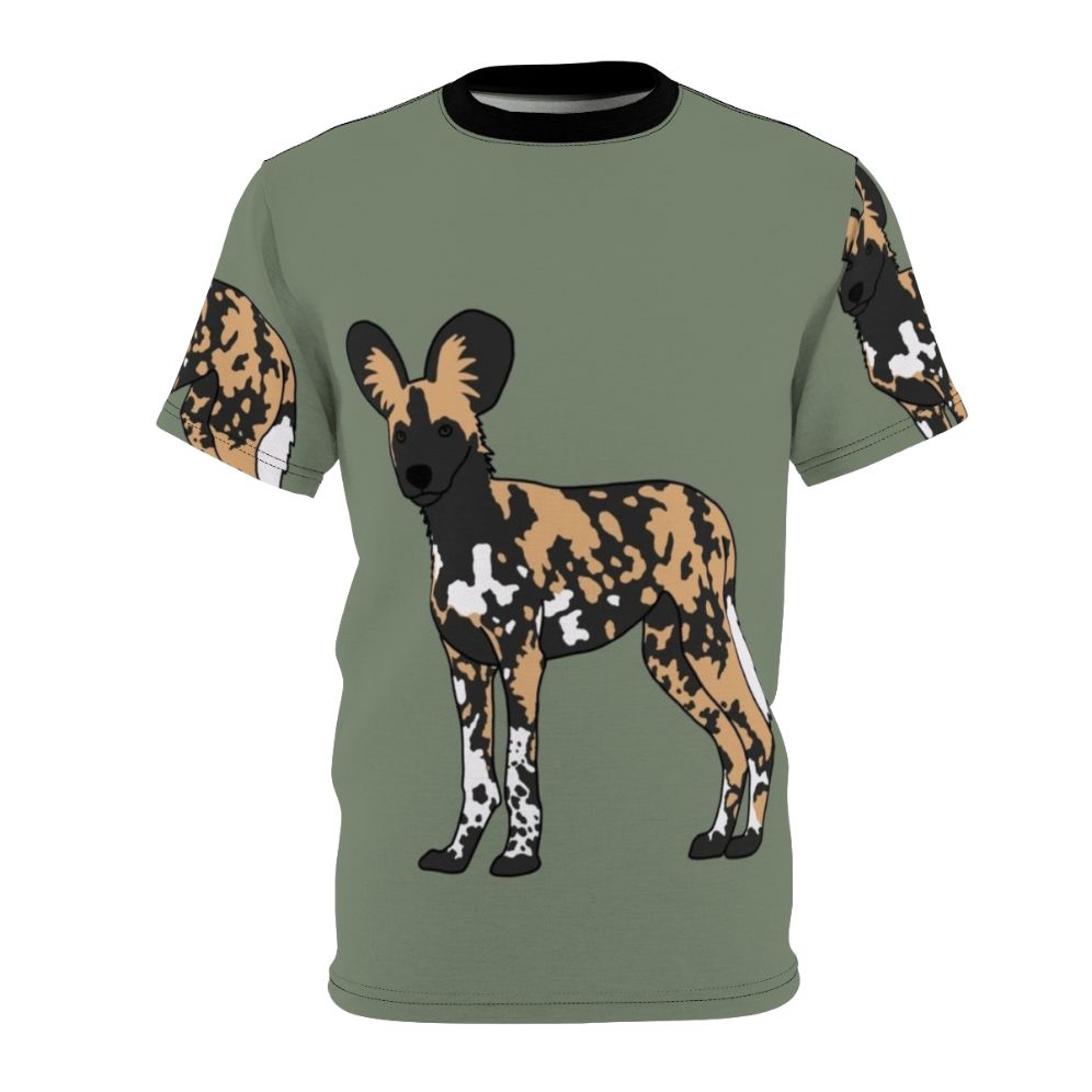 African painted dog design on a high-quality t-shirt for wildlife enthusiasts