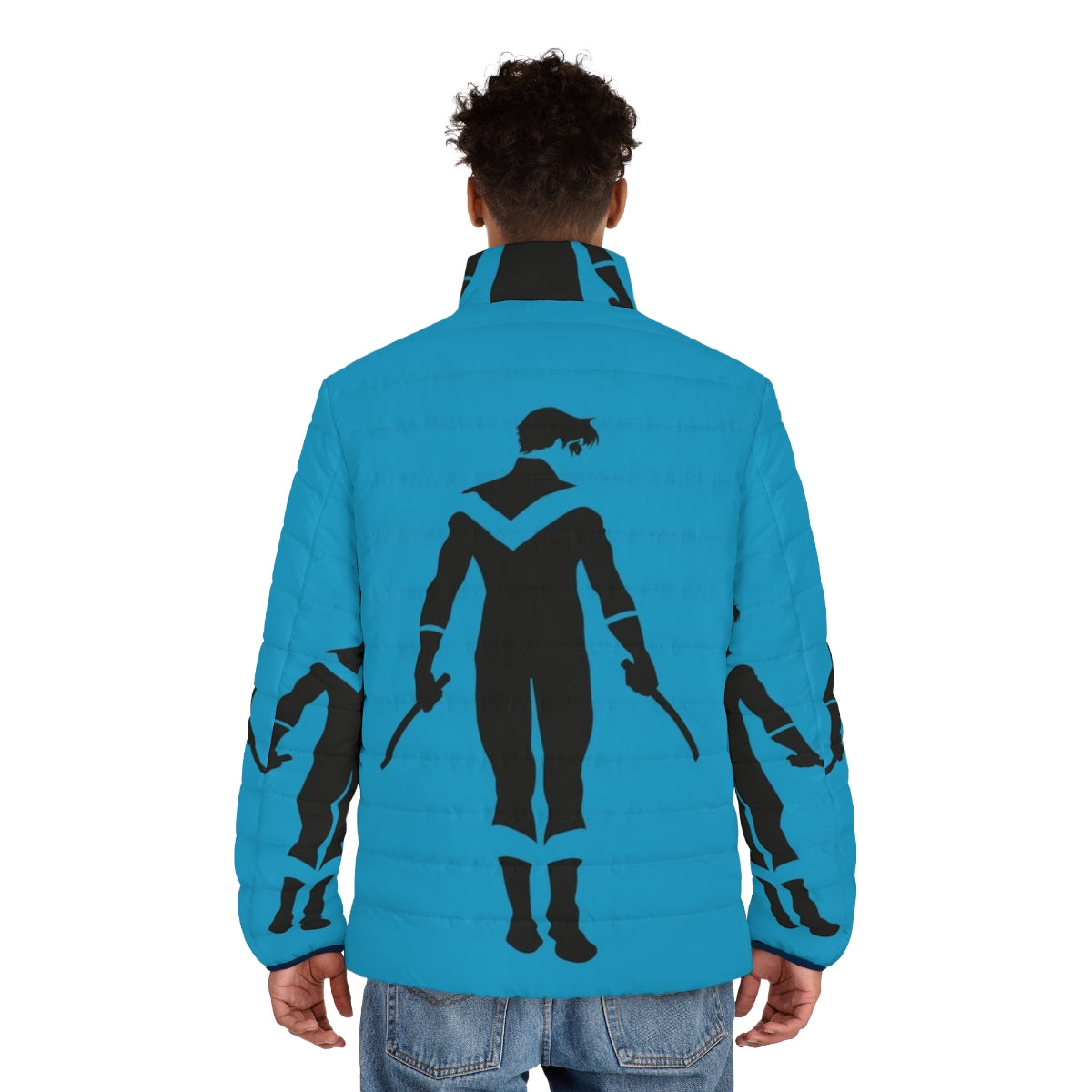 Nightwing Minimalist Puffer Jacket - DC Comics Inspired Superhero Apparel - men back