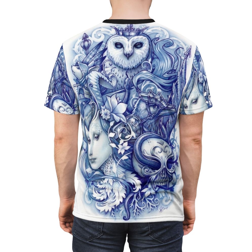 Mystical fairytale inspired graphic print on a high-quality t-shirt - men back