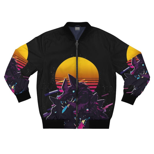 Cerberus Hades 80s Retro Bomber Jacket, featuring the three-headed hound of Hades from Greek mythology