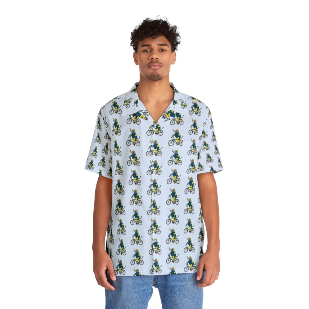 Elephant cycling Hawaiian shirt with bicycle and tropical design - People Front