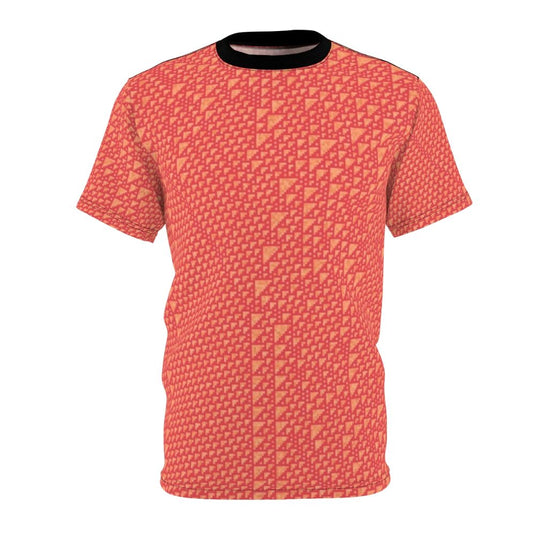 T-shirt featuring the iconic pattern of Rule 110 cellular automaton