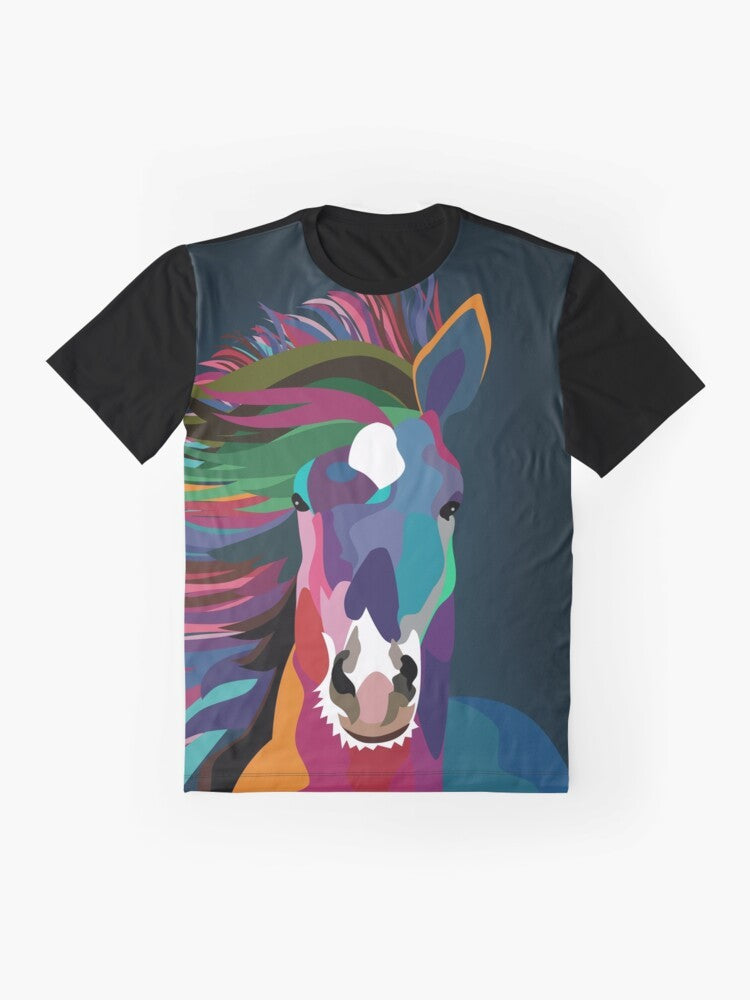 Stylized illustration of a wild horse running in abstract, geometric, modern pop art design - Flat lay