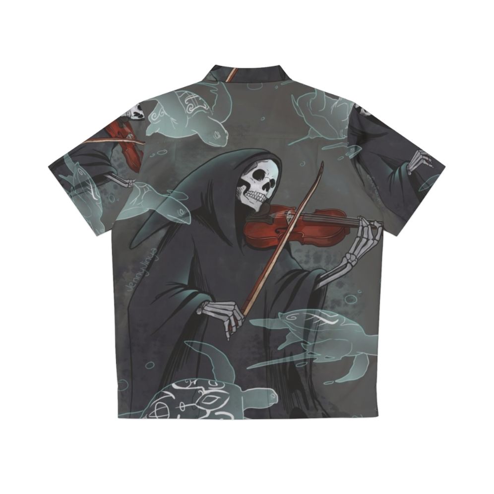 Dark Hawaiian Shirt with Grim Reaper and Violin Design - Back