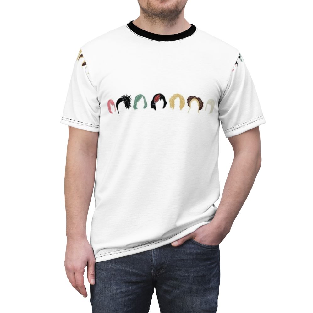 Moira Rose inspired all-over print t-shirt with Schitt's Creek theme - men front