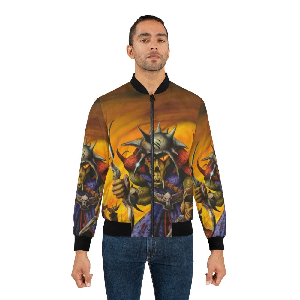 Heavy metal fantasy bomber jacket with Rodney Matthews album cover inspired design - Lifestyle