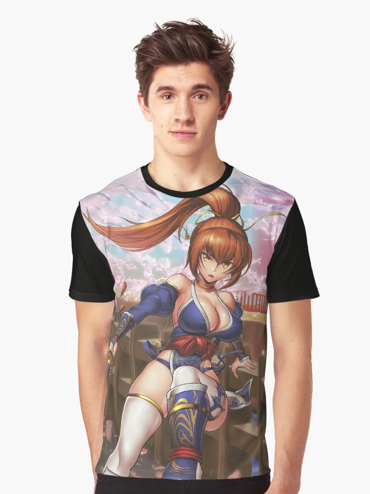 Kasumi, a female ninja from the Ninja Gaiden and Dead or Alive video game series, featured on a graphic t-shirt. - Men