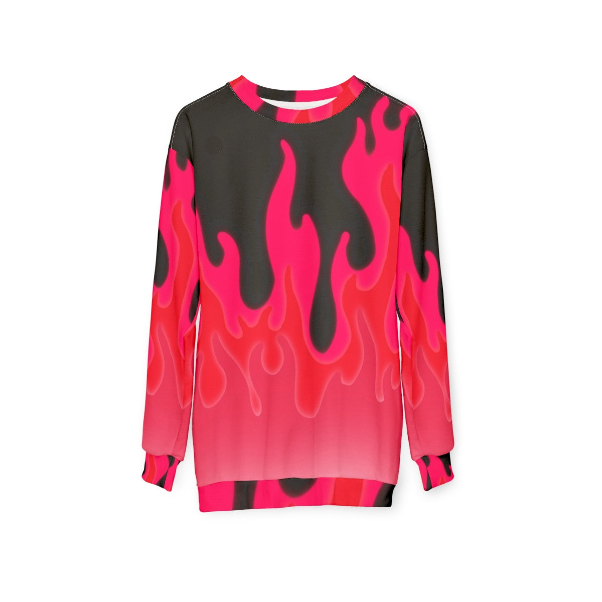 Hot pink reddish flames sweatshirt - hanging