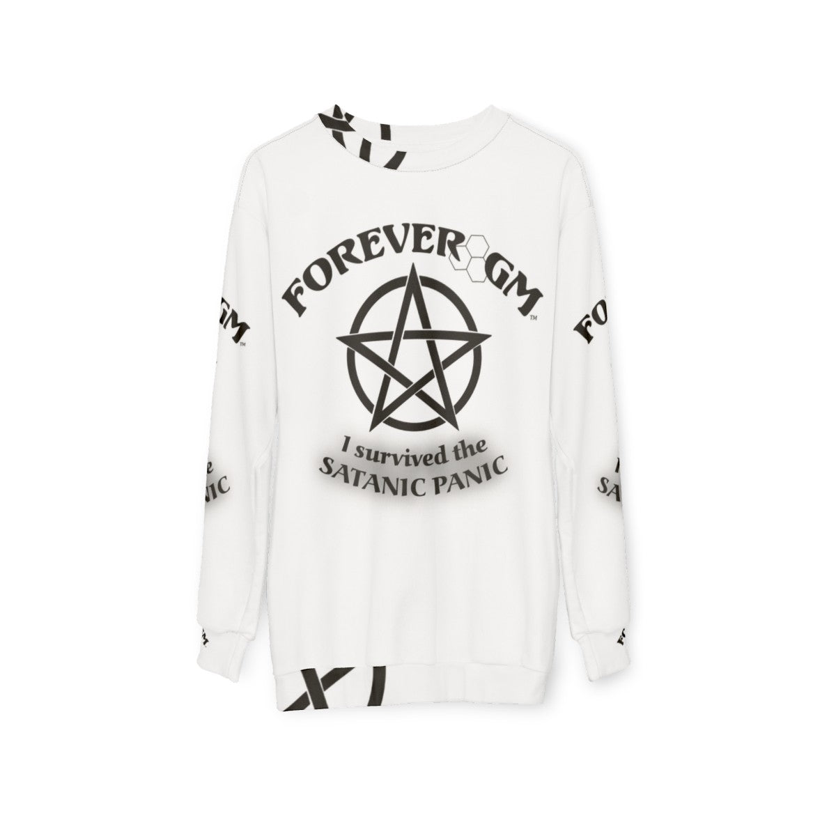 Satanic panic roleplaying sweatshirt - hanging