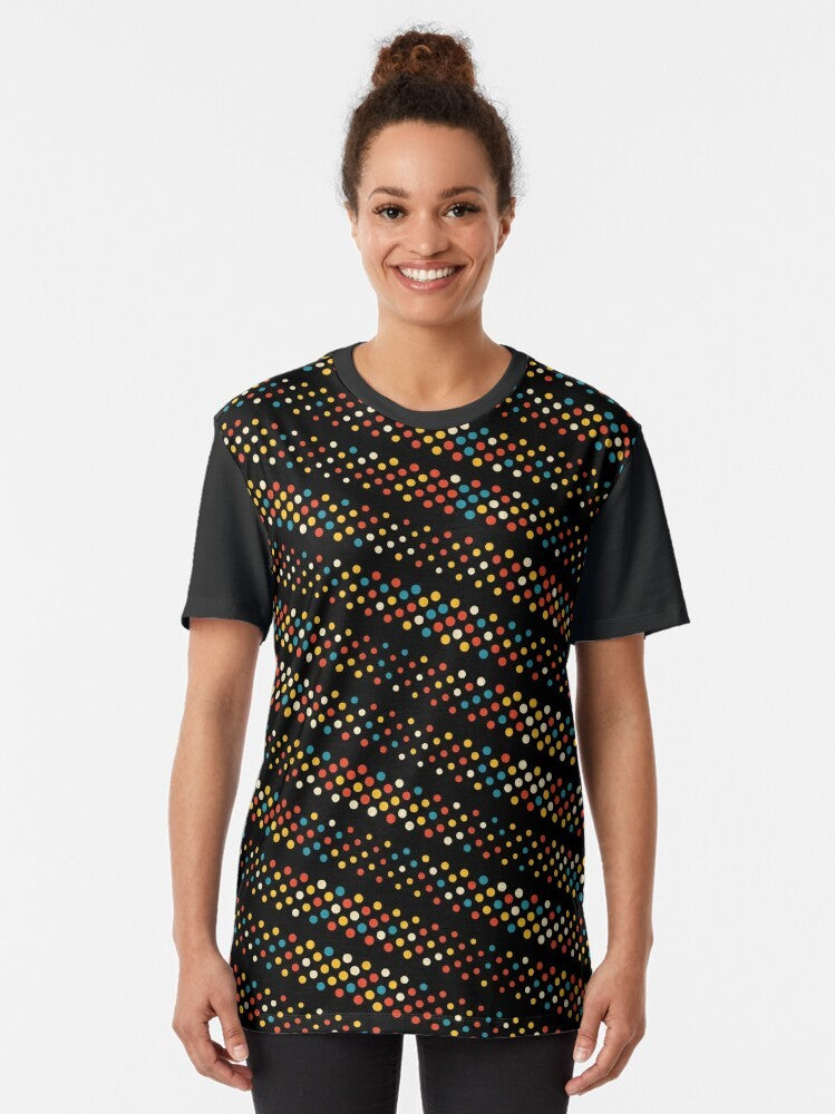 Colorful abstract geometric dots pattern graphic t-shirt - Women