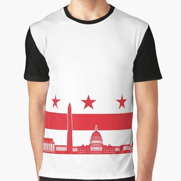 Washington DC Capital City Skyline Flag Graphic T-Shirt Design