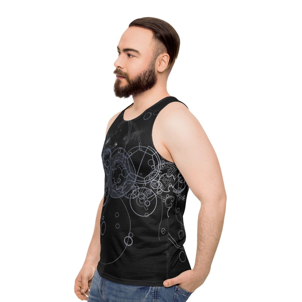 Gallifreyan Time Lord Unisex Silver Tank Top - men side